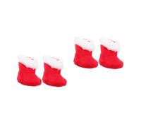 Beaupretty 2 Pairs Miniature Plush Doll Boots for Dollhouse Accessories Cute Cartoon Design Furry Material for Creative Play Home and Kindergarten Use Red Miniature Shoes for Dolls