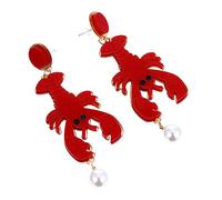 Beaupretty 2 Pairs Ocean Theme Pearl Earrings Dangle Drops for Women Fashion Jewelry with Cute Lobster Design Lightweight Accessory Girlfriend Mom Friends