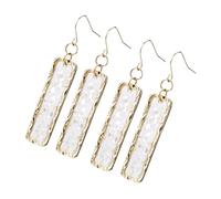 Beaupretty 2 Pairs of Rectangular Dangle Earrings for Women Simple Copper Shell Design White Color Creative Party Accessories Classy Jewelry for Girls