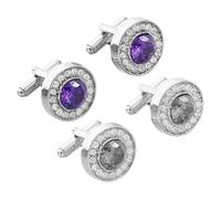 Beaupretty 2 Pairs Sparkling Zircon Round Tuxedo Cufflinks for Men White Purple Elegant Suit Buttons for Business and Formal Occasions Stylish Accessory for Weddings and Everyday Wear