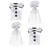 Beaupretty 2 Pairs Wedding Wine Suit Bottle Cover Set 4pcs Cloth Compact Decorating Wine Bottles Wedding Themed Stylish Covers for Parties