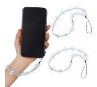 Beaupretty 2 Pcs Blue Phone Lanyards with Beaded Butterfly Charms Universal Anti-lost Wrist Strap Phone Chains Hanging and Decoration