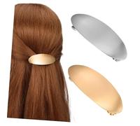 Beaupretty 2 Pcs French Metal Oval Hair Barrettes Flat Vintage Hair Clips for Women Girls Large Thin Ponytail Pins in Gold and Silver