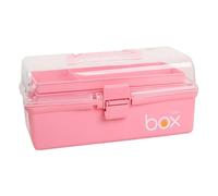 Beaupretty 2 Pcs Home Medicine Box Nail Stuff Organizer Portable Storage Case Emergency Medicine Kit Craft Carrying Case Container with Lid Folding Pill Case Kit Pink Plastic