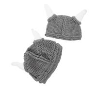 Beaupretty 2 pcs Knitted Ox Horn Hats for Adults and Warm Cute Crochet Beanie Caps with Unique Horn Design Comfortable Winter Headwear for Party Cosplay and Cold Weather