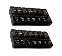 Beaupretty 2 Pcs Large Capacity Pill Organizer with Compartments Medicine Storage Box Double Lock Design for Secure Weekly Medication and Item Storage Black