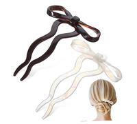 Beaupretty 2 Pcs Mermaid Color U Shaped Bow Hair Pins Stylish French Hair Accessories for Buns Updos Ponytails for Women