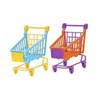 Beaupretty 2 Pcs PVC Mini Shopping Cart for Dolls Storage Rack Pretend Play Educational Random Color Develops Creativity and Fine Motor Skills Random Color