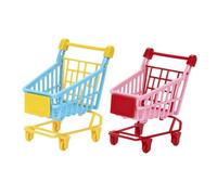 Beaupretty 2 Pcs PVC Mini Shopping Cart Toy for Kids Simulation Trolley Storage Rack for Dolls for Pretend Play and Organizing Accessories Random Color