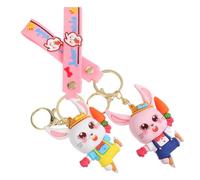 Beaupretty 2 Pcs Rabbit Keychains with Handle Cute Bunny Pendants for Party Favors Birthdays Year Celebrations for Key Organization Bag Decoration