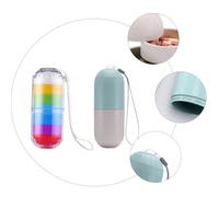 Beaupretty 2 Pcs Weekly 7-Day Sealed Pill Organizer Case with 7 Compartments, Portable Medicine Storage Box for Travel, Food-Grade Material, Small Size - Wheat and Rainbow Colors