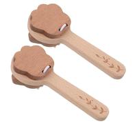 Beaupretty 2 Pcs Wooden Animal Castanets with Ergonomic Long Handle Solid Wood Hand Clappers for Natural Tone Percussion Instrument for Early Music Education and Motor Skill Development