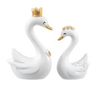 Beaupretty 2 Pieces Mini White Resin Swan Figurines 5.7cm 4.3cm for Wedding Cake Decoration, DIY Desktop Ornament and Car Interior Adornment