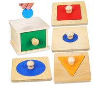 Beaupretty 2 Set Wooden Educational for Montessori Puzzle and Object Permanence Coin Box with Coins Smooth Non-toxic Materials for Early Learning and Hand-eye Coordination Development