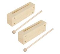 Beaupretty 2 Sets Beech Wood Percussion Instruments with Mallets Handheld Rhythm Blocks for Music Class Smooth Edges for Resonant Tones and Dynamic Sound Performance
