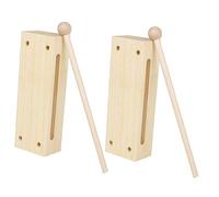 Beaupretty 2 Sets Beech Wood Two Tone Rhythm Block with Mallets Percussion Instrument for Bands Portable Wooden Musical Instrument for Classroom and Performance Use