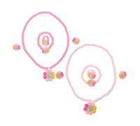Beaupretty 2 Sets Cartoon Flower Jewelry Necklace Bracelet for Party Favors Pearl Accents Pink Rose Red Creative Design for Birthdays Christmas Celebrations