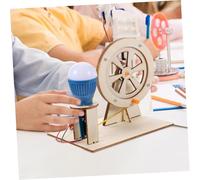 Beaupretty 2 Sets DIY Hand Crank Generator Wooden Physics Model Educational Science Experiment for Portable Electricity Generator Teaching Kit for Classroom and Home Random Color