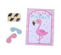 Beaupretty 2 Sets Flamingo Theme Party Game with Eye Mask Pin the Beak Sticker Poster for Photo Decal Fun Birthday Activity for Boys Wall Decoration and Classroom Entertainment