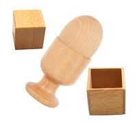 Beaupretty 2 Sets Hand Eye Coordination for Wooden Egg and Egg Cup with Box and Square Block Impact Resistant Sensory Educational for Parent Interaction and Logical Thinking Development