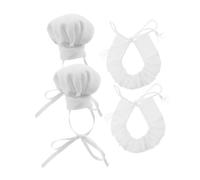 Beaupretty 2 Sets Miniature Chef Hats Scarves for Dolls Adjustable Rope Tiny Kitchen Cooking Caps Soft Role Play Accessories for Dollhouse Decoration
