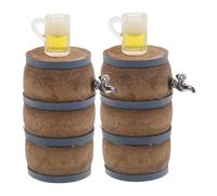 Beaupretty 2 Sets Miniature Wine Cellar Decoration Miniature Dollhouse Decorations Beer Glasses Model Beer Cup Model Dollhouse Wine Barrel Accessories Mini Drinking Mug Plastic Light Brown