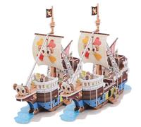 Beaupretty 2 Sets Paper Pirate Ship Puzzles for Ages DIY Sailboat Model Kit Engaging Paper Puzzles Develops Patience Observation Skills Unique Nautical Decor