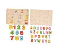 Beaupretty 2 Sets Wooden Numbers and Alphabet Puzzle for Educational Cognitive Playthings Hand-eye Coordination Development Jigsaw for Boys Learning