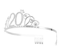Beaupretty 20 Rhinestone Birthday Tiara Silver Crown for Women 20th Birthday Party Hair Accessory Sparkling Crystals