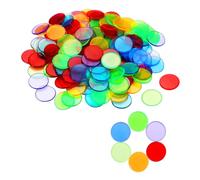 Beaupretty 200Pcs Mixed Color Plastic Counting Discs Markers Reusable Bingo Game Chips for Math Learning Sorting Grouping Activities