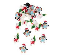 Beaupretty 20pcs Christmas Miniature Resin Figurines Cute Penguin and Bear Micro Landscape Decorations for Xmas Party Supplies Resin Ornaments for Table Tree Snow Village Display