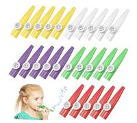 Beaupretty 20pcs Kids Kazoo Set Plastic Colorful Orff Music Instruments for Children Music Practice Party Favors Bulk Kazoos in White Yellow Red Purple Green