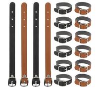 Beaupretty 20pcs Luggage Tag Straps Set with Metal Buckle - 7-inch Pu Leather Replacement Loops for Backpacks and Suitcases - Black and Brown Travel Id Tag Straps for Secure Baggage
