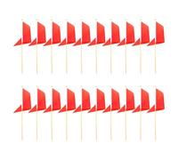 Beaupretty 20pcs Red Utility Locate Flags Bamboo Stakes - High Visibility Construction Safety Pennant Markers for Lawn and Dig Site Boundary - Irrigation and Ground Stake Warning Flags