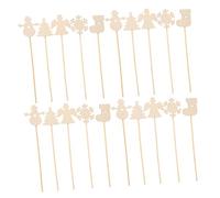 Beaupretty 20pcs Unfinished Wooden Fairy Wands for Crafting Christmas Decorations and Party Favors Snowflake Xmas Tree Snowman and Angel Designs for Role Play Activities