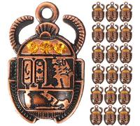 Beaupretty 20pcs Vintage Scarab Pendant Charm Ancient Beetle Jewelry Making DIY Necklace Keychain Charm for Egyptian Bead