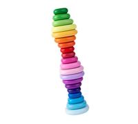 Beaupretty 20Pcs Wooden Imitation Stone Blocks Montessori Educational for Boys Develop Color Recognition Hand Eye Coordination Non Crack Design for Early Learning Fun