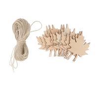 Beaupretty 21pcs Wooden Hanging Ornaments Craft Kit, Maple Leaf Cutouts with Natural Jute Twine, Wooden Leaves for DIY Fall Decorations and Autumn Crafts