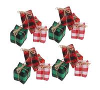 Beaupretty 24 Pcs Mini Christmas Tree Gift Boxes Foam Filled Fabric Ornaments Durable Hanging Decorations for Holiday Home Decor Vintage Style Xmas Pendants in Blue Green Red White Red Black
