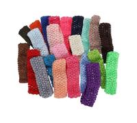 Beaupretty 24pcs Crochet Elastic Hairbands Soft Stretchy Headbands for Boy Girl and Young Durable Polyester Fabric Random Colors Comfortable Fit Band Random Color