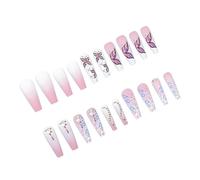 Beaupretty 24pcs Heart Butterfly Nail Stickers Removable Glue Nails Fake Stick for Women