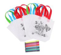 Beaupretty 24pcs Non Woven Fabric DIY Coloring Crossbody Bags with Watercolor Pens Creative Birthday and Christmas Party Favor for Boys and Encouraging Artistic Fun and Group Activities