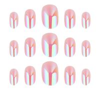 Beaupretty 24pcs Pink Shiny Glittering False Nails Full Cover Nail Stickers Plastic Fake Patch with Unique Art for Christmas Party Random Color