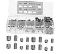 Beaupretty 250pcs Stainless Steel Hex Socket Machine Screws Kit Pointed Internal Hex Grub Screws Assortment for Home Office and Industrial Use with Clear Storage Box