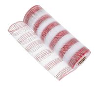 Beaupretty 26cm Red and White Mesh Decorative Ribbon for DIY Wrapping Festive Gauze Ribbon Pp Glitter for Box Packaging and Holiday Decoration