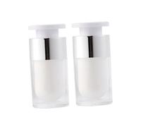 Beaupretty 2pcs Acrylic Vacuum Bottle Refillable Press Pump Dispenser for Cosmetics Lightweight Travel Containers for Creams Lotions and Perfumes Lock Grade Vacuum Bottles White