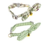 Beaupretty 2PCS Adjustable Floral Rabbit Ear Pet Collar for Small Dogs and Cats, Polyester Cute Puppy and Kitten Neck Belt Detachable Design for Walks and Playtime