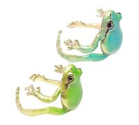 Beaupretty 2pcs Adjustable Frog Shaped Open Rings for Women Unique Animal Jewelry Playful Couple Rings with Charming Eyes and Mouth Design for Stylish Everyday Wear
