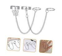 Beaupretty 2pcs Adjustable Punk Chain Rings for Men and Women Alloy Material Lightweight Statement Finger Bands Gothic Vintage Style Couple Rings for Christmas and Birthday Gifts
