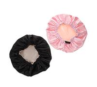 Beaupretty 2Pcs Adjustable Satin Bonnet Caps for Sleeping Breathable Hair Wraps with Wide Band Suitable for Makeup Spa and Hair Care for All Lengths